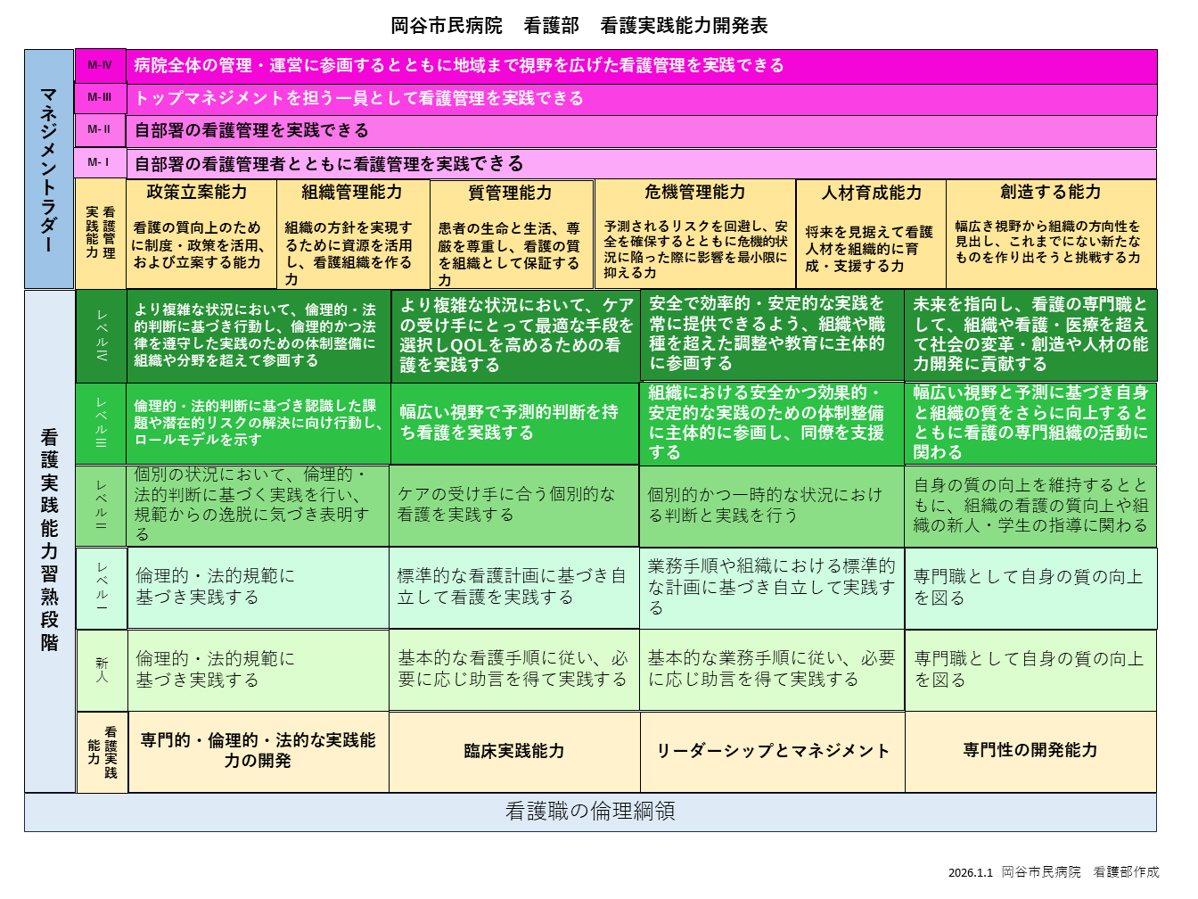 看護実践能力開発表